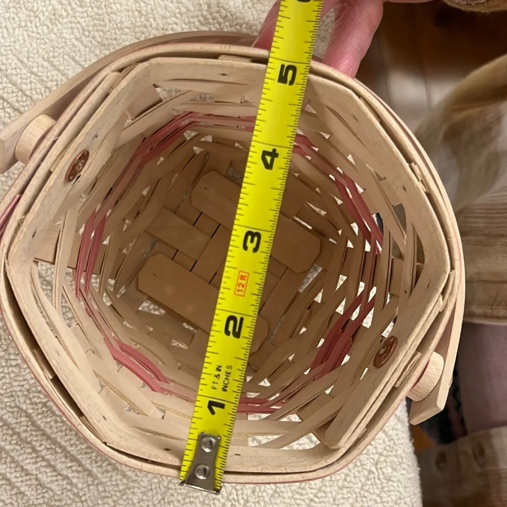 Vintage 2001 Longaberger Horizon of Hope Basket Pink Trim Swing Handle Protector
